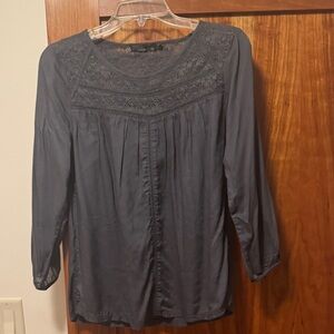 Prana Robyn Lace Peasant Blouse with Lace Detail